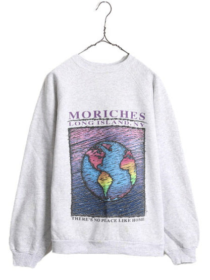 90s USA製 地球 アート イラスト プリント スウェット メンズ XL 90年代 オールド 裏起毛 トレーナー グラフィック ヘインズ 大きいサイズ