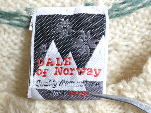 90s ノルウェー製 DALE OF NORWAY ノルディック ニット セーター メンズ M オールド ウール 求心柄 総柄 カギ編み モックネック ナチュラル