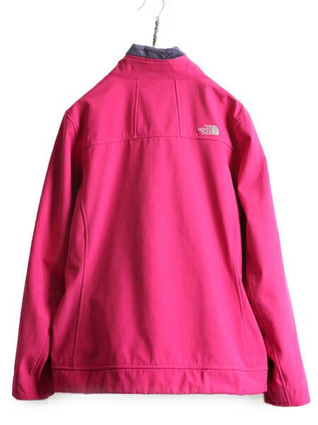 US企画 ノースフェイス APEX ソフトシェル ジャケット レディース XL 古着 The North Face 裏 毛長 フリース ブルゾン 大きいサイズ ピンク
