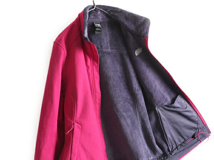 US企画 ノースフェイス APEX ソフトシェル ジャケット レディース XL 古着 The North Face 裏 毛長 フリース ブルゾン 大きいサイズ ピンク