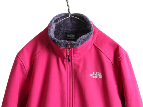 US企画 ノースフェイス APEX ソフトシェル ジャケット レディース XL 古着 The North Face 裏 毛長 フリース ブルゾン 大きいサイズ ピンク