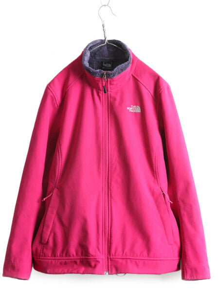 US企画 ノースフェイス APEX ソフトシェル ジャケット レディース XL 古着 The North Face 裏 毛長 フリース ブルゾン 大きいサイズ ピンク