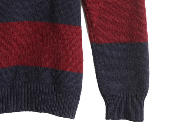 ラグビー ラルフローレン ショールカラー ウール ニット セーター M / ポロ RUGBY エルボーパッチ 2トーン ワイド ボーダー プルオーバー