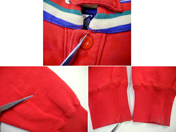 90s ポロ ラルフローレン ヘンリーネック スウェット メンズ L 90年代 POLO オールド 裏起毛 トレーナー 襟付き ポケット付き ワッペン 赤