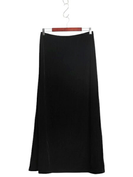 90s LAUREN ラルフローレン ベロア ロング スカート レディース M オールド ポロ マキシ丈 フレア Aライン ゴム ウエスト ボトムス 無地 黒