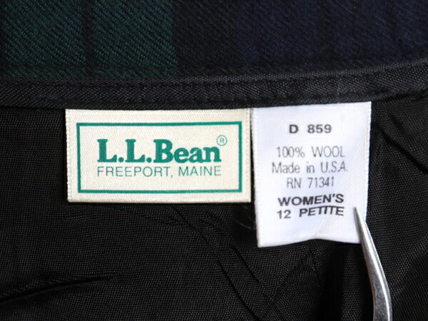 90s USA製 エルエルビーン ブラックウォッチ チェック ウール プリーツ スカート レディース M オールド LLBean ロング マキシ丈 ライナー