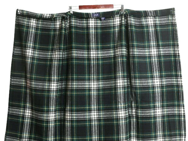 90s OLD GAP タータンチェック ウール ラップ スカート レディース S 古着 オールド ギャップ マキシ丈 ロング タイト 巻きスカート 防寒