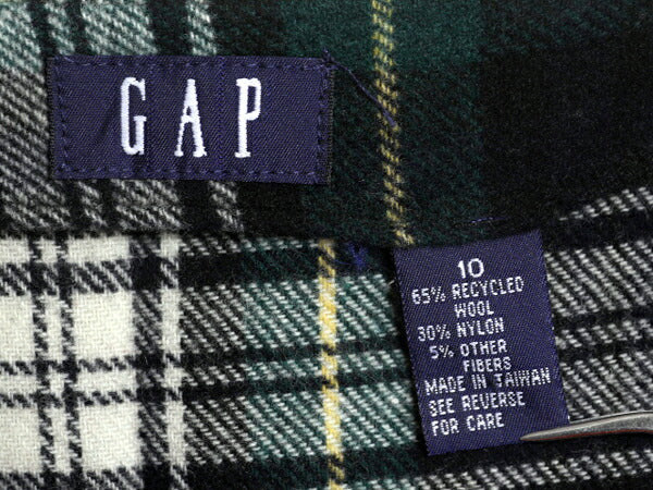 90s OLD GAP タータンチェック ウール ラップ スカート レディース S 古着 オールド ギャップ マキシ丈 ロング タイト 巻きスカート 防寒