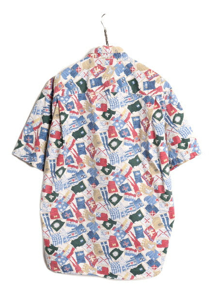 90s ドッカーズ リーバイス 総柄 半袖 ボタンダウン シャツ メンズ M / 古着 オールド LEVIS DOCKERS コットン マルチカラー BD 半袖シャツ