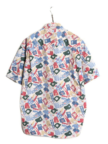 90s ドッカーズ リーバイス 総柄 半袖 ボタンダウン シャツ メンズ M / 古着 オールド LEVIS DOCKERS コットン マルチカラー BD 半袖シャツ