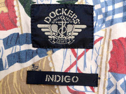 90s ドッカーズ リーバイス 総柄 半袖 ボタンダウン シャツ メンズ M / 古着 オールド LEVIS DOCKERS コットン マルチカラー BD 半袖シャツ