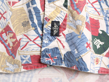 90s ドッカーズ リーバイス 総柄 半袖 ボタンダウン シャツ メンズ M / 古着 オールド LEVIS DOCKERS コットン マルチカラー BD 半袖シャツ