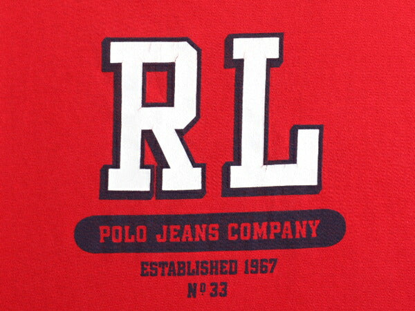 ラルフローレン ビッグ ロゴ プリント 半袖 Tシャツ メンズ S 程 古着 POLO JEANS CO ポロ プリントTシャツ コットン カットソー レッド