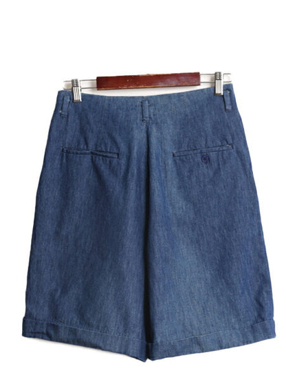 90s ラルフローレン デニム ショートパンツ レディース M 程 古着 90年代 オールド ポロ コットン ハーフパンツ ショーツ 2タック 短パン