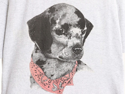 90s USA製 ドッグ イラスト プリント ビッグ Tシャツ レディース XXL 程 90年代 オールド アート 犬 アニマル シングルステッチ ワンピース