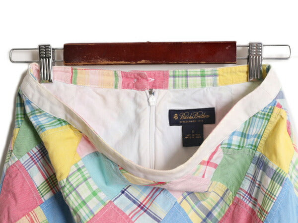 ブルックスブラザーズ パッチワーク タイト スカート レディース M 程 / Brooks Brothers コットン ひざ丈 ミディ丈 フレア Aライン 総柄