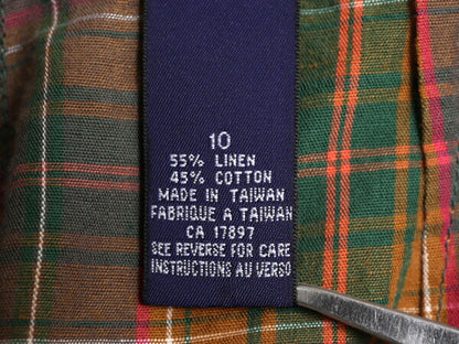90s OLD GAP チェック ショート パンツ レディース S 程 90年代 オールド ギャップ ショーツ リネン コットン 短パン マルチカラー 紺タグ