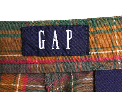 90s OLD GAP チェック ショート パンツ レディース S 程 90年代 オールド ギャップ ショーツ リネン コットン 短パン マルチカラー 紺タグ