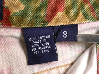 90s OLD GAP コットン キャンバス 総柄 ショート パンツ レディース XS 程/ オールド ギャップ ショーツ 短パン マルチカラー 紺タグ 花柄