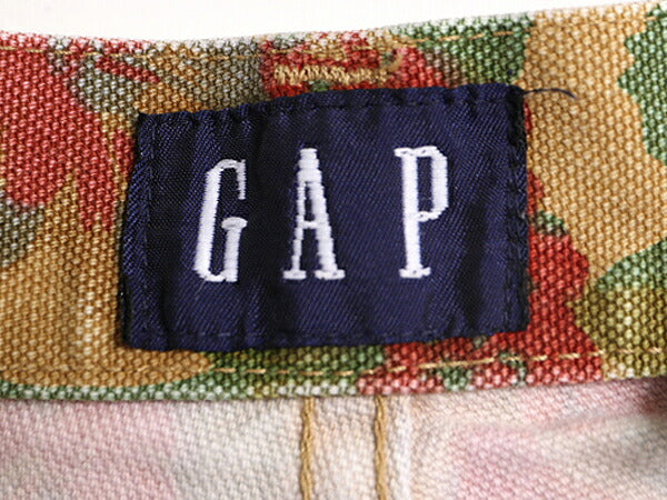 90s OLD GAP コットン キャンバス 総柄 ショート パンツ レディース XS 程/ オールド ギャップ ショーツ 短パン マルチカラー 紺タグ 花柄
