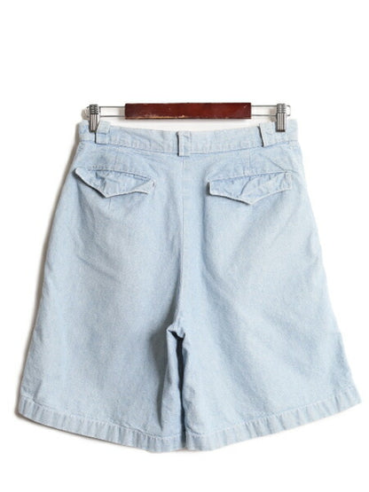 80s USA製 OLD GAP シャンブレー ショートパンツ レディース S / ヴィンテージ オールド ギャップ コットン ショーツ ハーフパンツ 2タック