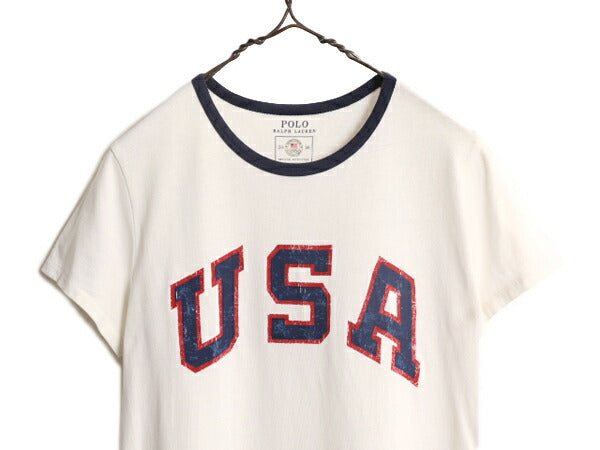 2016 オリンピック アメリカ 代表モデル ポロ ラルフローレン コットン Tシャツ ワンピース レディース M / USA 限定モデル 半袖 ワンピ 白