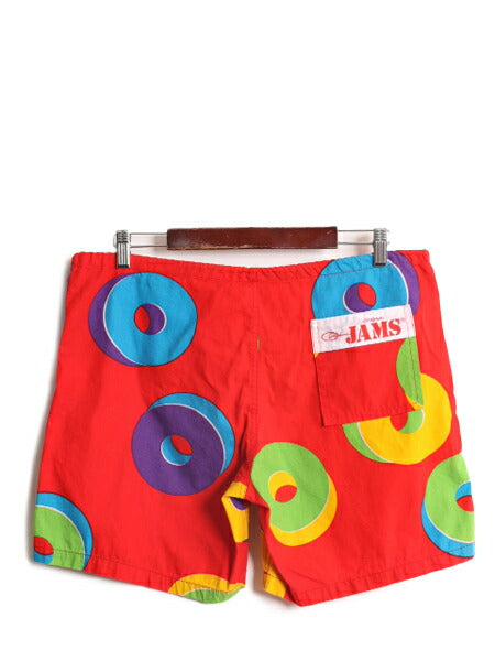 80s USA製 ジャムズ 総柄 ショートパンツ メンズ M 古着 80年代 ヴィンテージ JAMS SURF LINE スイム サーフ ショーツ ハワイアン コットン
