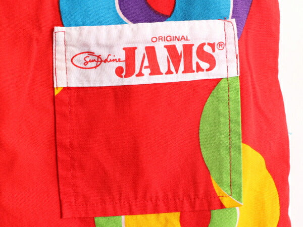 80s USA製 ジャムズ 総柄 ショートパンツ メンズ M 古着 80年代 ヴィンテージ JAMS SURF LINE スイム サーフ ショーツ ハワイアン コットン