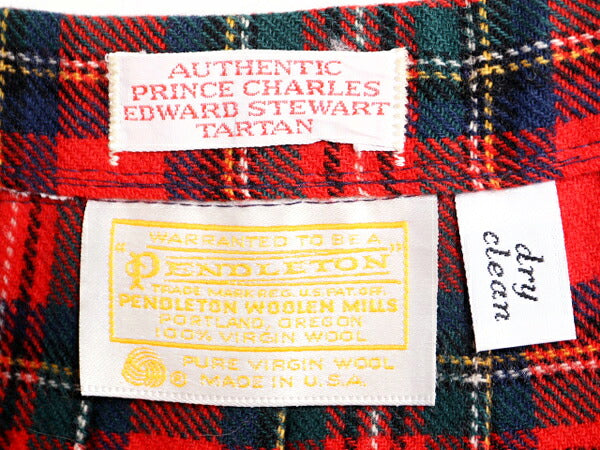 70s USA製 ペンドルトン チェック ウール プリーツ スカート レディース S 程 / PENDLETON 70年代 ヴィンテージ タータンチェック ひざ丈