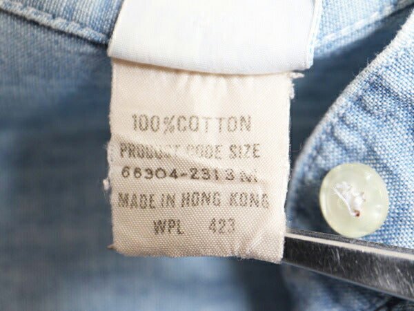 80s リーバイス バンドカラー 長袖 シャンブレー シャツ レディース S 程 80年代 ヴィンテージ Levis 長袖シャツ 100% コットン ノーカラー