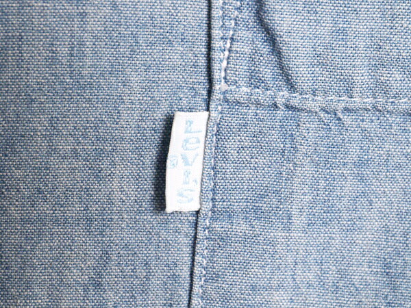80s リーバイス バンドカラー 長袖 シャンブレー シャツ レディース S 程 80年代 ヴィンテージ Levis 長袖シャツ 100% コットン ノーカラー