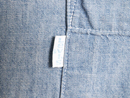 80s リーバイス バンドカラー 長袖 シャンブレー シャツ レディース S 程 80年代 ヴィンテージ Levis 長袖シャツ 100% コットン ノーカラー