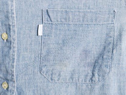 80s リーバイス バンドカラー 長袖 シャンブレー シャツ レディース S 程 80年代 ヴィンテージ Levis 長袖シャツ 100% コットン ノーカラー