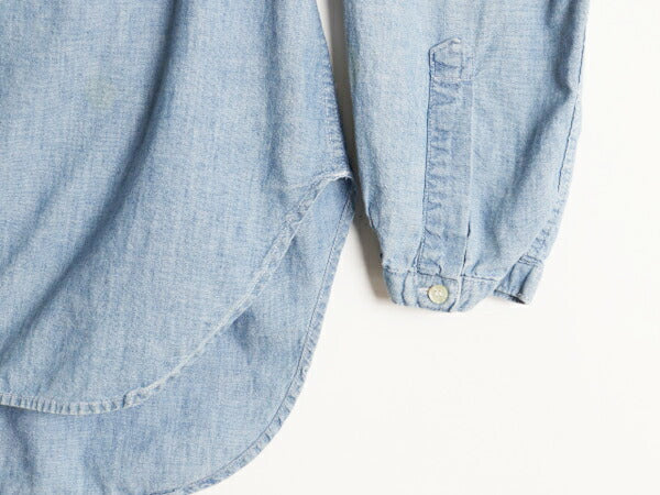 80s リーバイス バンドカラー 長袖 シャンブレー シャツ レディース S 程 80年代 ヴィンテージ Levis 長袖シャツ 100% コットン ノーカラー