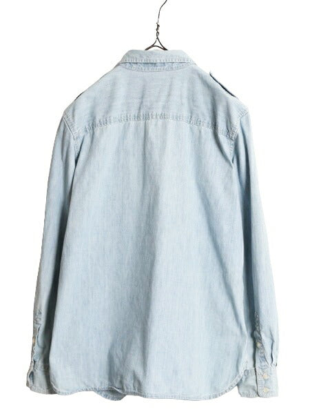 00s ラルフローレン 長袖 シャンブレー シャツ レディース XL 程 オールド LAUREN JEANS Co ポロ 長袖シャツ マチ付き ヴィンテージ モデル