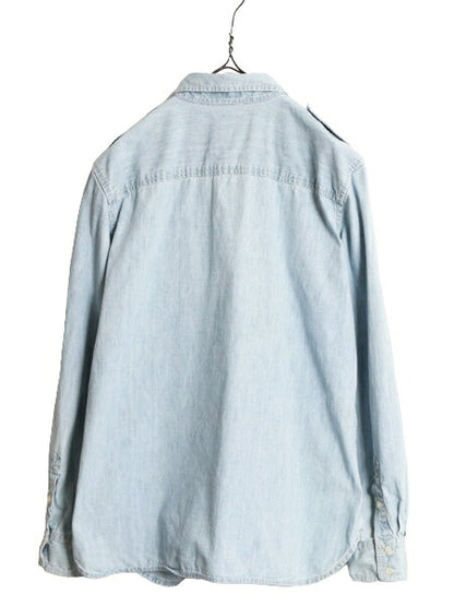 00s ラルフローレン 長袖 シャンブレー シャツ レディース XL 程 オールド LAUREN JEANS Co ポロ 長袖シャツ マチ付き ヴィンテージ モデル