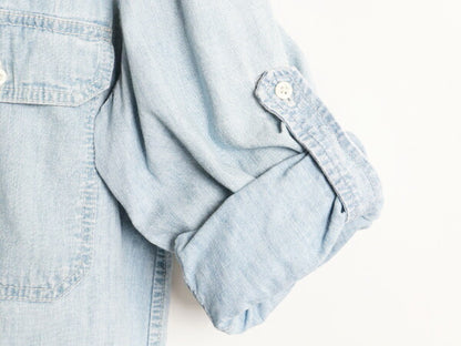 00s ラルフローレン 長袖 シャンブレー シャツ レディース XL 程 オールド LAUREN JEANS Co ポロ 長袖シャツ マチ付き ヴィンテージ モデル