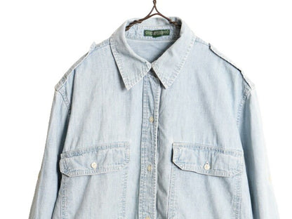 00s ラルフローレン 長袖 シャンブレー シャツ レディース XL 程 オールド LAUREN JEANS Co ポロ 長袖シャツ マチ付き ヴィンテージ モデル