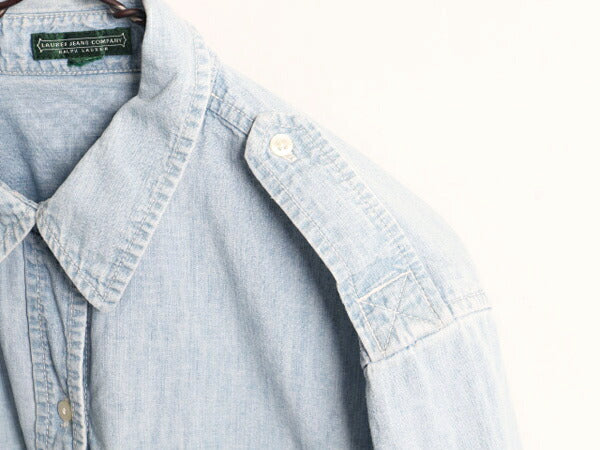 00s ラルフローレン 長袖 シャンブレー シャツ レディース XL 程 オールド LAUREN JEANS Co ポロ 長袖シャツ マチ付き ヴィンテージ モデル