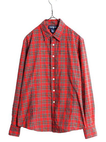 90s ラルフローレン チェック 長袖 シャツ レディース M 程 古着 90年代 オールド ポロ 長袖シャツ コットン マルチカラー ポニーなし 薄手