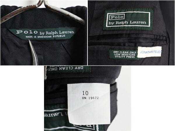 90s ポロ ラルフローレン テーラード ジャケット キッズ 140cm程 古着 ブレザー 90年代 オールド 子供服 紺ブレ 2ボタン 金ボタン クレスト