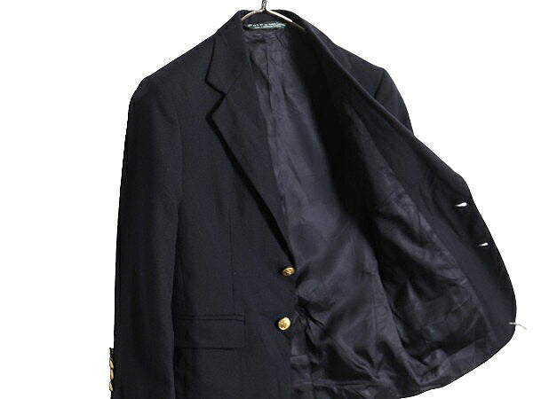 90s ポロ ラルフローレン テーラード ジャケット キッズ 140cm程 古着 ブレザー 90年代 オールド 子供服 紺ブレ 2ボタン 金ボタン クレスト