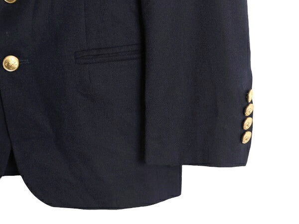 90s ポロ ラルフローレン テーラード ジャケット キッズ 140cm程 古着 ブレザー 90年代 オールド 子供服 紺ブレ 2ボタン 金ボタン クレスト