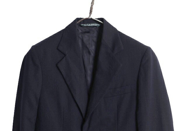 90s ポロ ラルフローレン テーラード ジャケット キッズ 140cm程 古着 ブレザー 90年代 オールド 子供服 紺ブレ 2ボタン 金ボタン クレスト