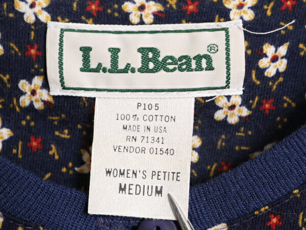 デッドストック 90s USA製 エルエルビーン 花柄 プリント 半袖 ワンピース レディース M / オールド LLBEAN 総柄 コットン ロング マキシ丈