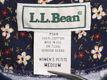 デッドストック 90s USA製 エルエルビーン 花柄 プリント 半袖 ワンピース レディース M / LLBEAN オールド 総柄 コットン ロング マキシ丈