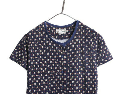 デッドストック 90s USA製 エルエルビーン 花柄 プリント 半袖 ワンピース レディース M / LLBEAN オールド 総柄 コットン ロング マキシ丈