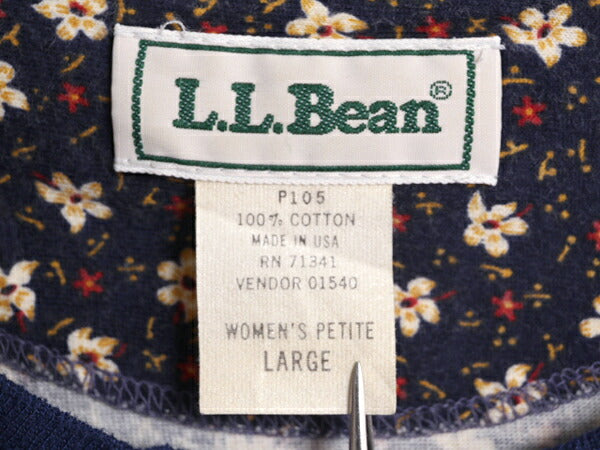 デッドストック 90s USA製 エルエルビーン 花柄 プリント 半袖 ワンピース レディース L / オールド LLBEAN 総柄 コットン ロング マキシ丈