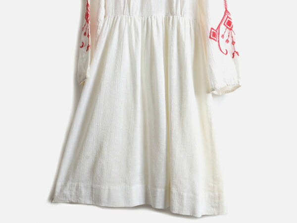 70s ビンテージ ☆ Leslie Fay クロスステッチ 長袖 ワンピース レディース M 程 古着 ボヘミアン ひざ上丈 チュニックワンピ フォークロア