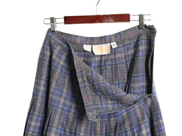 70s USA製 ペンドルトン チェック ウール プリーツ スカート レディース S 程 PENDLETON 70年代 ヴィンテージ タータンチェック ロング丈